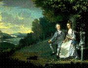 unknow artist Portrait of Sir Francis and Lady Dashwood at West Wycombe Park oil painting on canvas